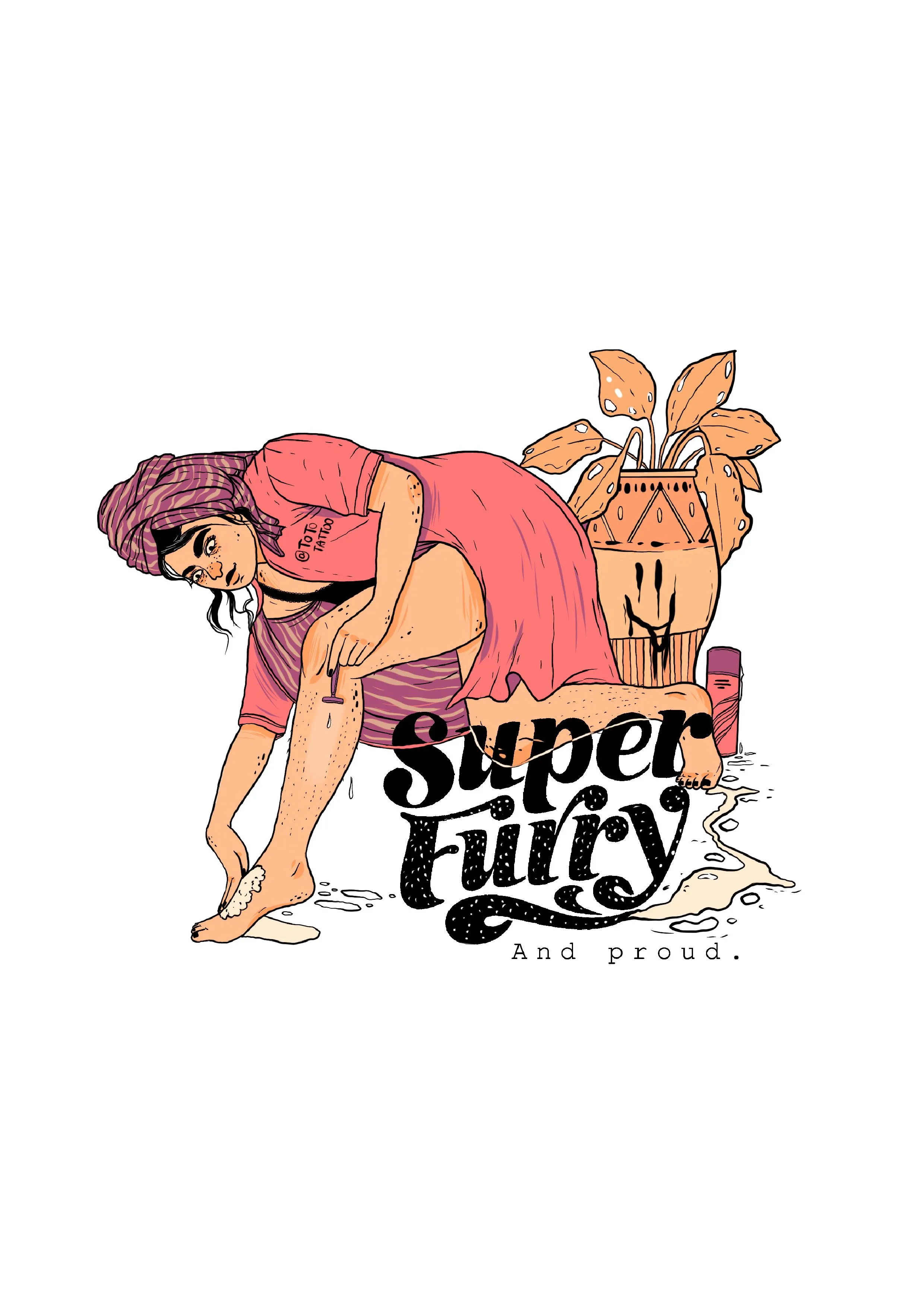Illustration of a girl shaving