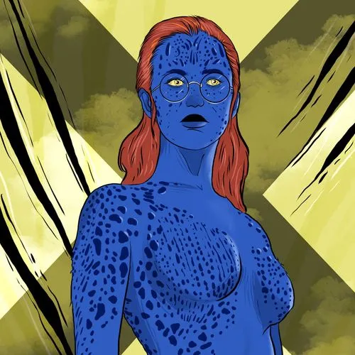 A woman appearing as Mystique from X-Men